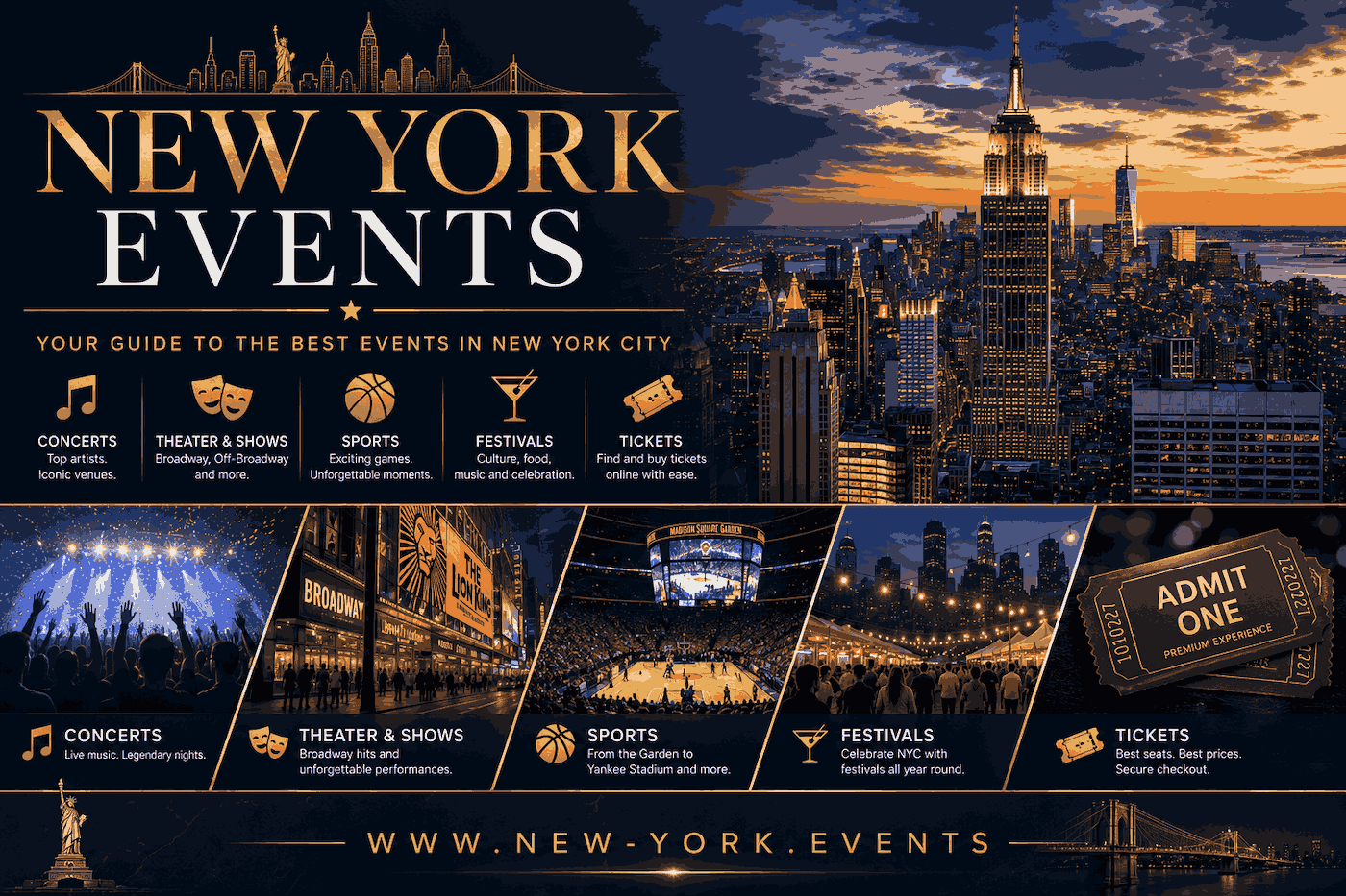 Locate world-renowned NYC concert venues, sports stadiums &amp; arenas, and places to catch theatre, opera, and live entertainment. Buy tickets to NYC's best venues for concerts, shows, comedy, and sports at Madison Square Garden, the Met Opera, Carnegie Hall, Radio City Music Hall, Lincoln Center, Yankee Stadium, Barclays Center, the Beacon Theatre, and more all year round.